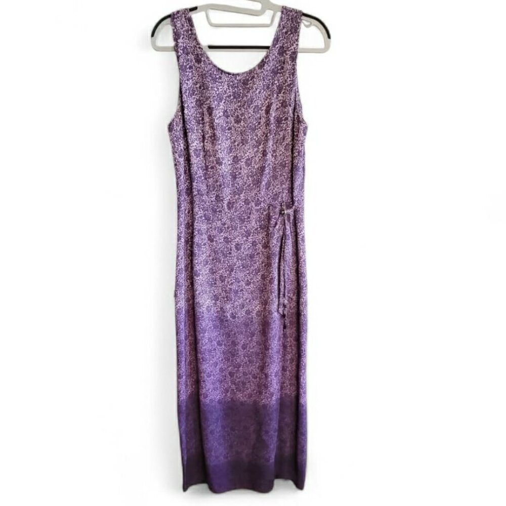 Joseph Ribkoff Maxi Wrap Dress Long Purple Floral Ombre Sz 8 Bohemian Boho